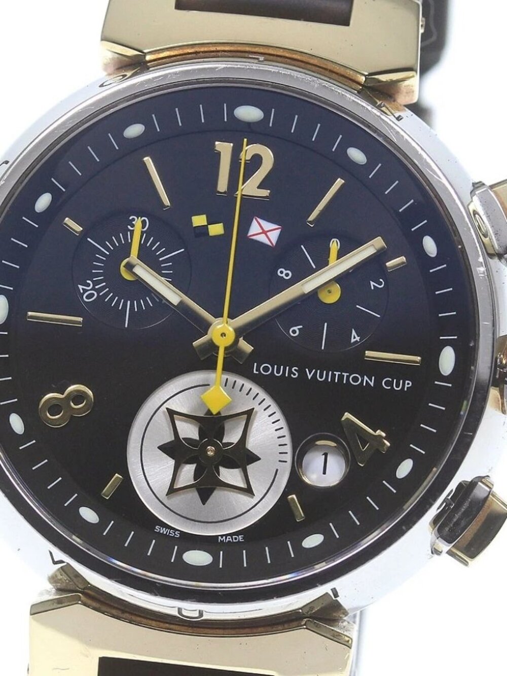LOUIS VUITTON Tambour Chrono LV Cup Q1325 Date Quartz Boy's Watch_719649